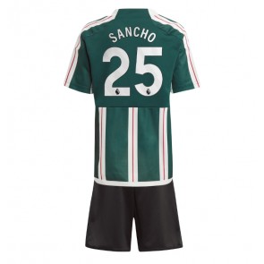 Manchester United Jadon Sancho #25 Replica Away Stadium Kit for Kids 2023-24 Short Sleeve (+ pants)